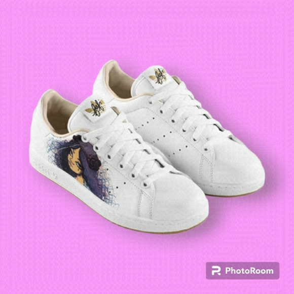 𝅺Fafi x Adidas Originals 2010 White Stan Smith Sneakers Size 9.5 - Picture 1 of 6